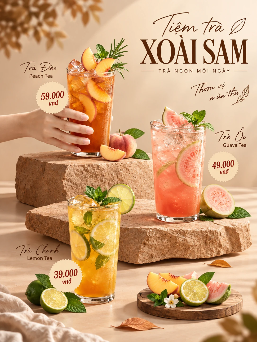 Poster quảng cáo sản phẩm trà trái cây do người dùng cung cấp
